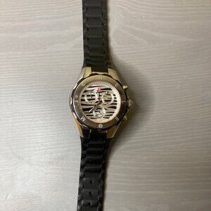 Michele stainless steel black zebra print Tahitian jelly ladies' watch